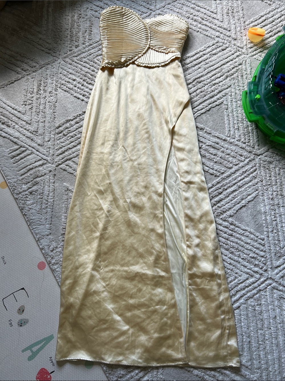 NWT Meshki Larissa butter yellow Strapless Satin Maxi gown dress